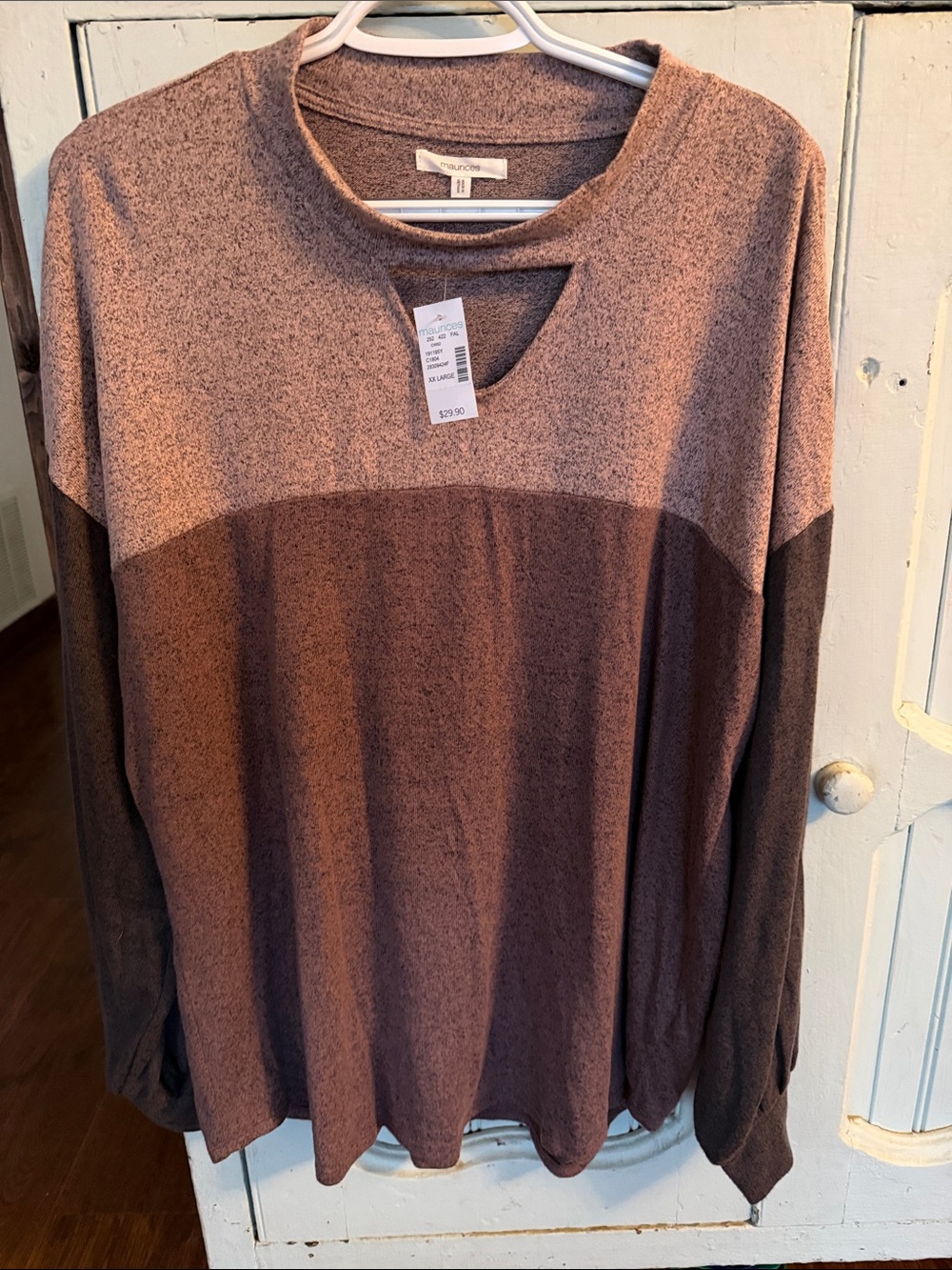 NWT Maurices Three-Tone Brown Keyhole Pullover Tunic